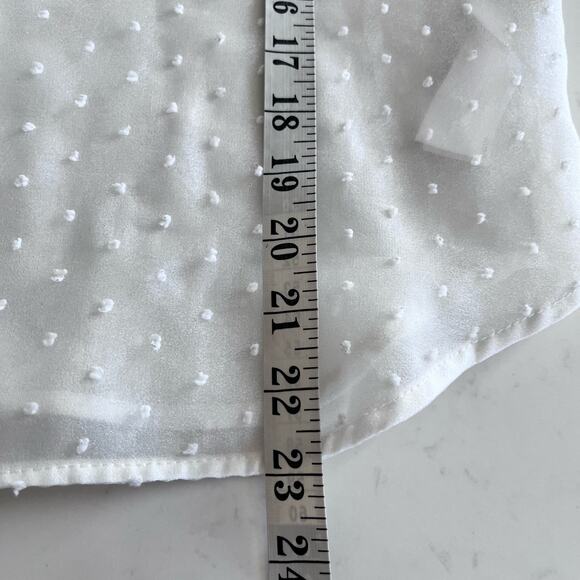 Zara White Organza Puff Sleeve Polka Swiss Dot Semi Sheer Blouse XS - Picture 12 of 14